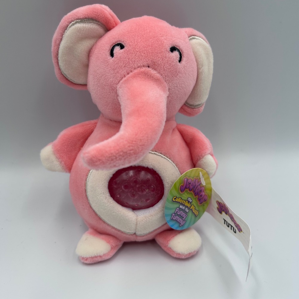 Jellyroos Tutu Pink Elephant Collectible Plush Funny Tummy Squishy Sensory Toy